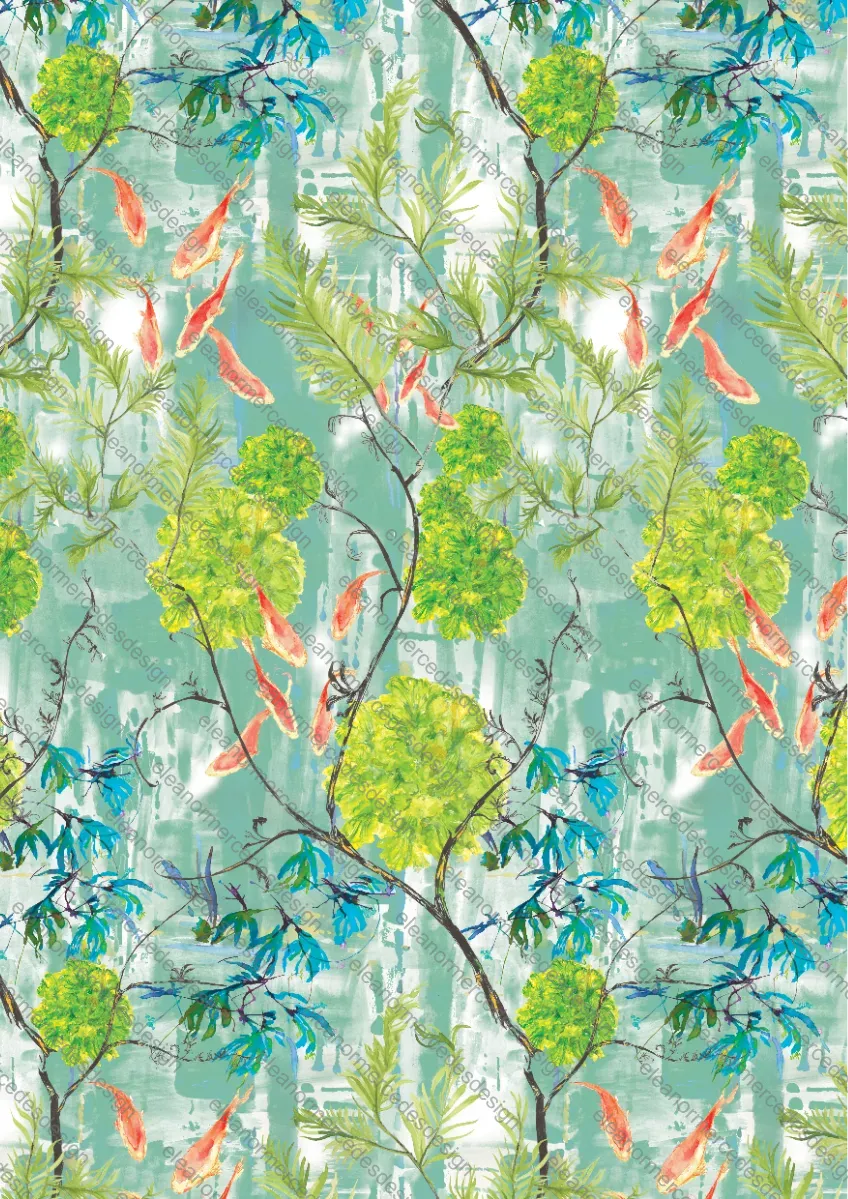 Tranquil Pond Seafoam Repeat Design