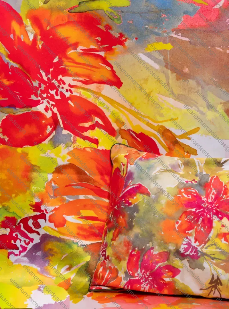 Watercolour Floral Textile Close Up